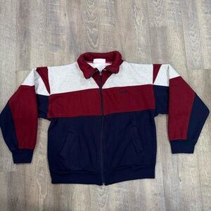 Spalding Men's Zip Up Sweater - Red, Gray, and Blue